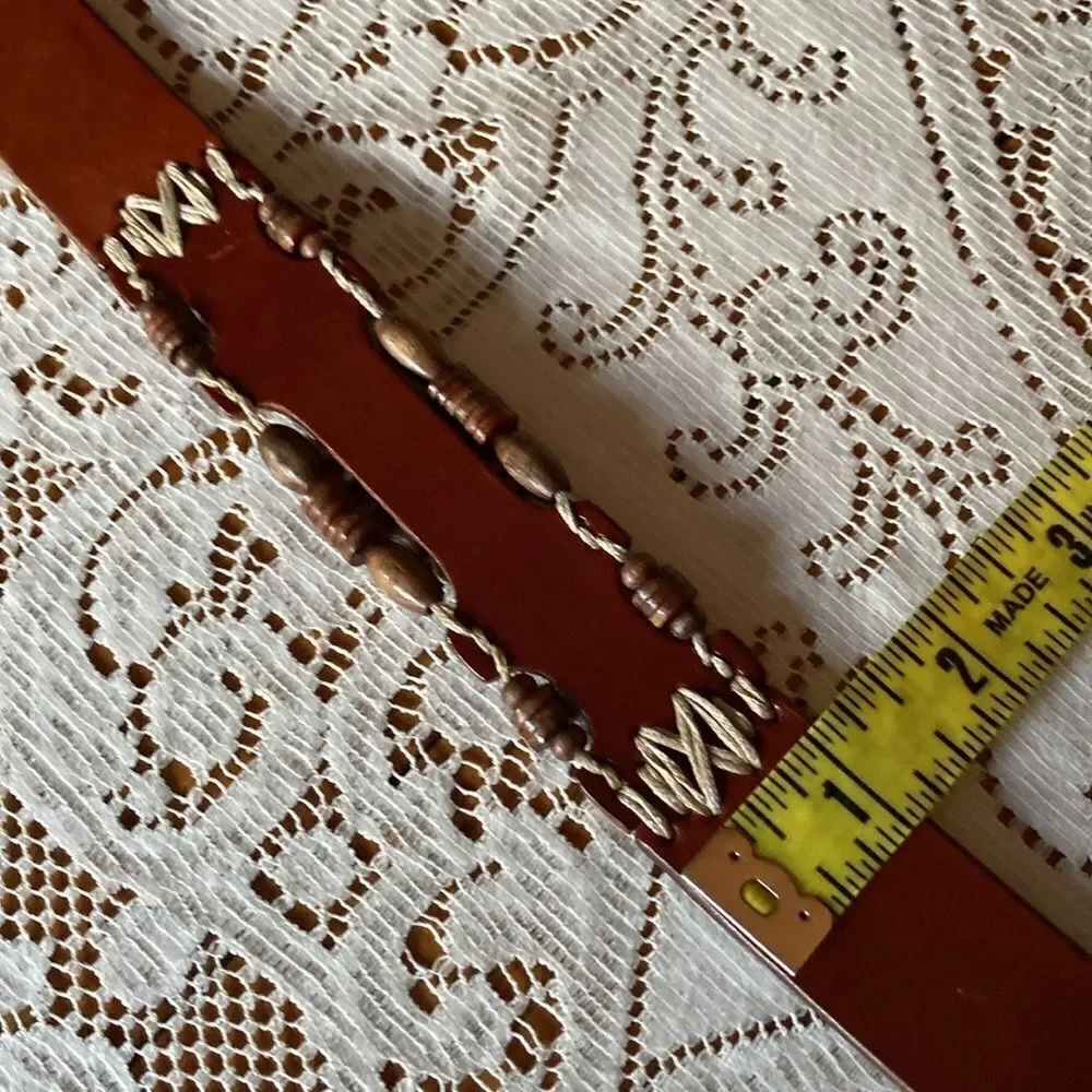 Omega Boho Rustic Embellished Genuine Leather Belt Size L